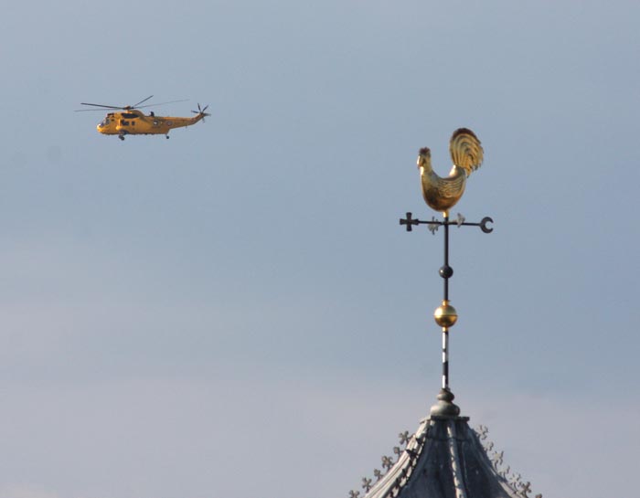 Search and Rescue helicopter over Leith