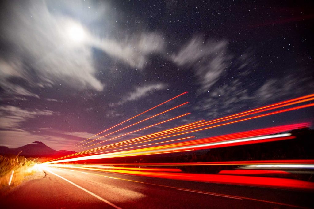 Astrophotography truck light trails