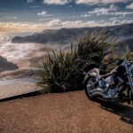 Piha - Lion Rock with a Motorbike at the lookout