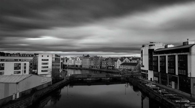 A black & white view of the Shore, Leith, Edinburgh, Scotland
